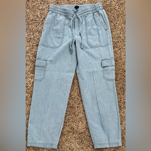 Jcrew Womens new without tags chambray light weight utility crop pants - Picture 1 of 2